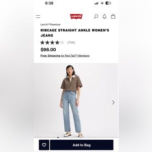 Levi’s ribcage straight ankle womens jeans